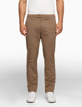 Pantalone lungo uomo cotone marrone tinta unita