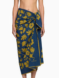 Pareo donna cotone fantasia fiori su fondo blu - Gallo 1927 - Official Online Shop