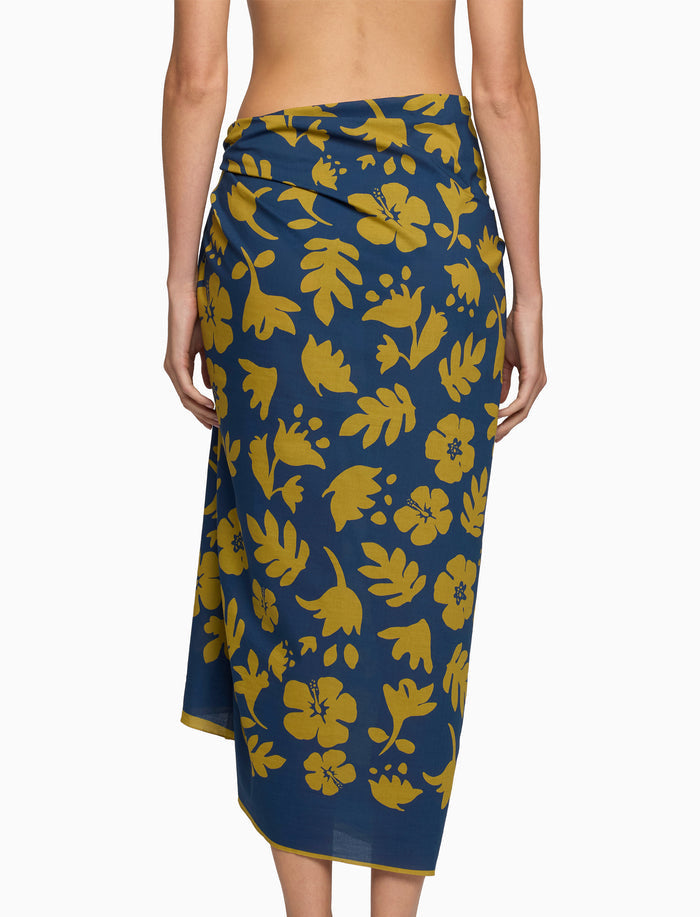 Pareo donna cotone fantasia fiori su fondo blu - Gallo 1927 - Official Online Shop
