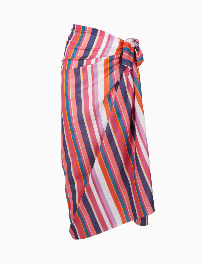 Pareo donna cotone righe multicolor bianco - Gallo 1927 - Official Online Shop