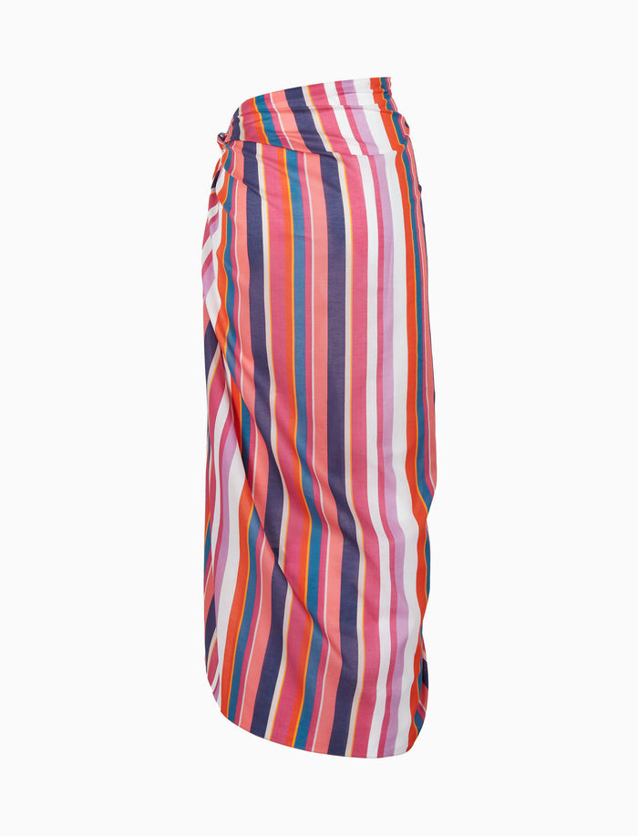 Pareo donna cotone righe multicolor bianco - Gallo 1927 - Official Online Shop