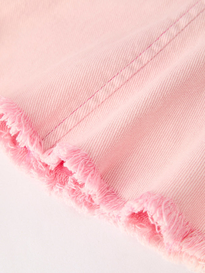 Pink Bell Bottom Jeans – Frayed Hem with Cargo Pockets