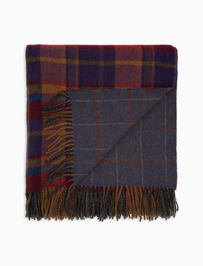 Plaid unisex double face lana blu fantasia geometrica - Gallo 1927 - Official Online Shop