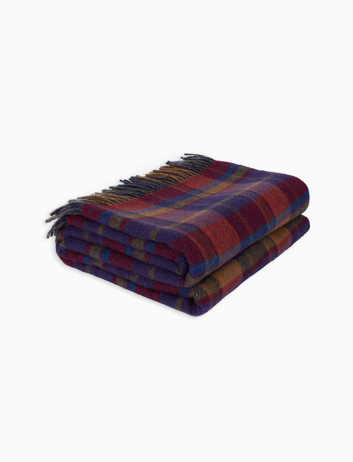 Plaid unisex double face lana blu fantasia geometrica - Gallo 1927 - Official Online Shop