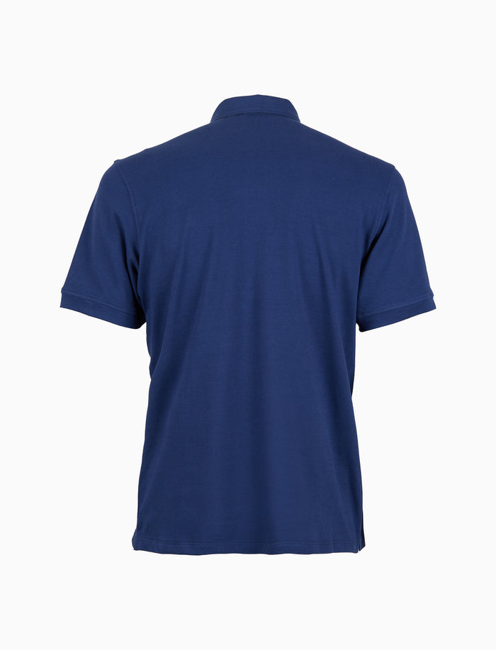 Polo uomo cotone tinta unita con sottocollo multicolor blu - Gallo 1927 - Official Online Shop