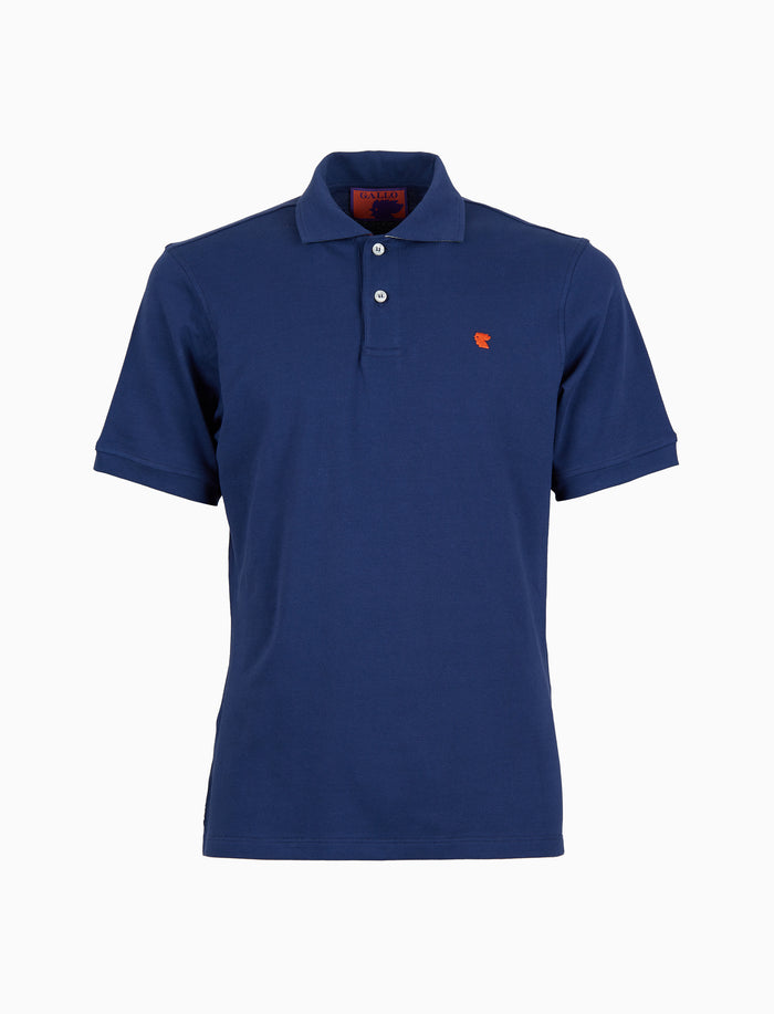 Polo uomo cotone tinta unita con sottocollo multicolor blu - Gallo 1927 - Official Online Shop