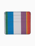 Porta carta di credito unisex in pelle martellata righe multicolor bianco - Gallo 1927 - Official Online Shop