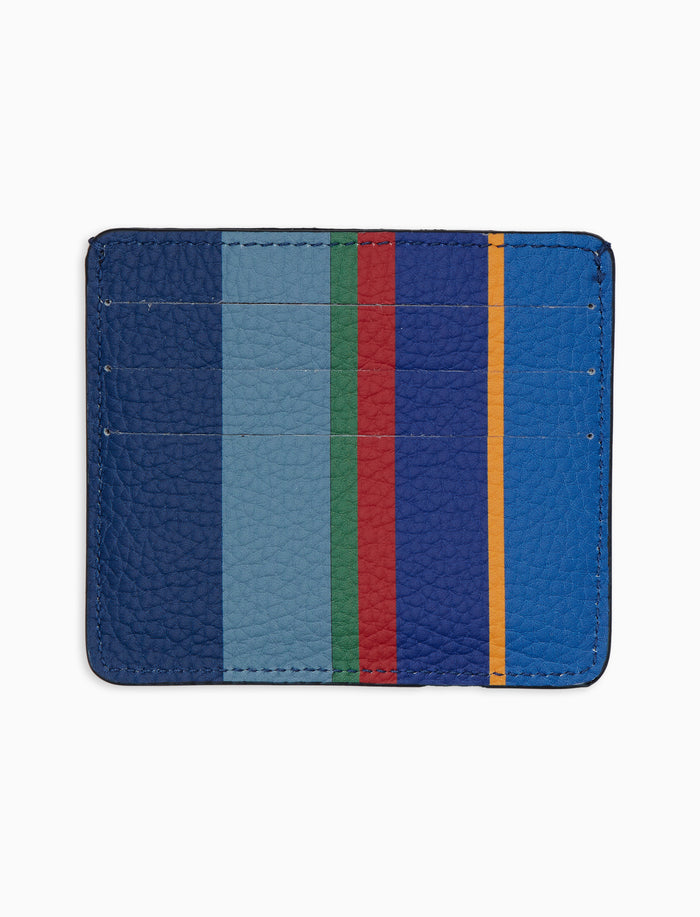 Porta carta di credito unisex in pelle martellata righe multicolor blu - Gallo 1927 - Official Online Shop