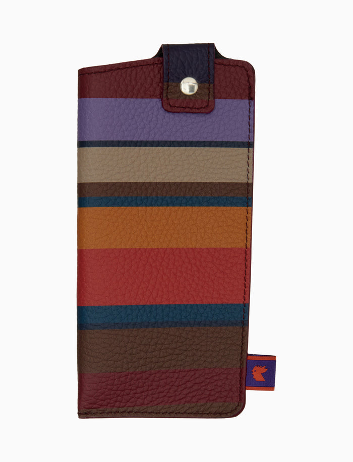 Porta occhiali unisex pelle martellata bordò righe multicolor - Gallo 1927 - Official Online Shop