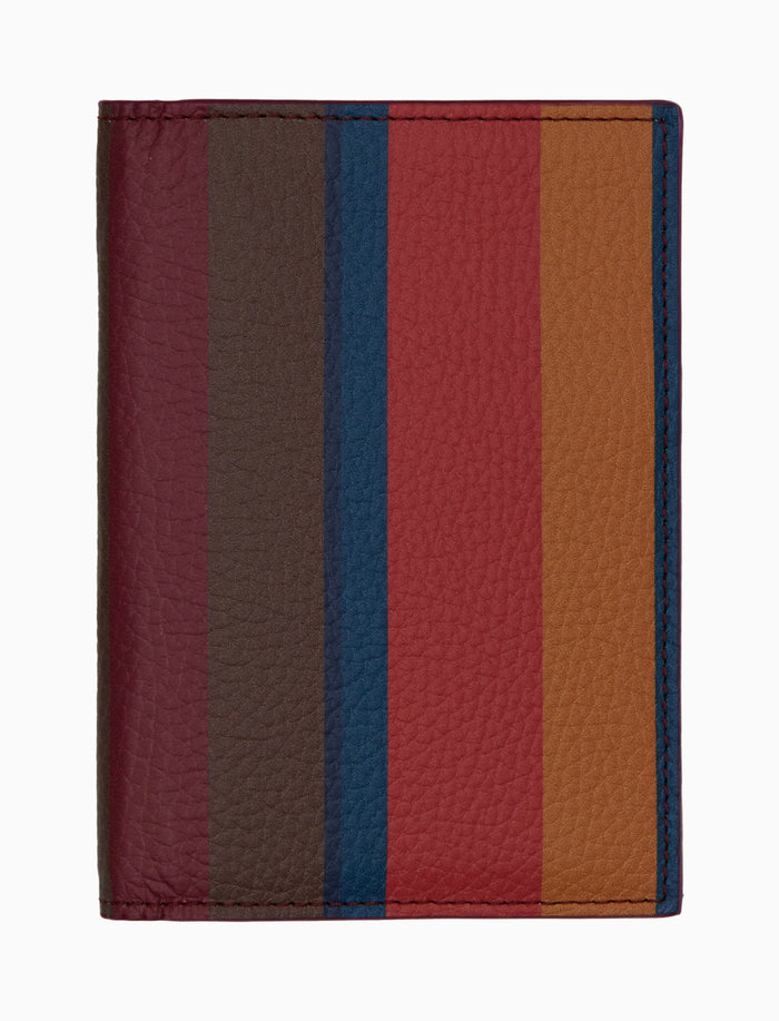 Porta passaporto unisex in pelle martellata bordò righe multicolor - Gallo 1927 - Official Online Shop