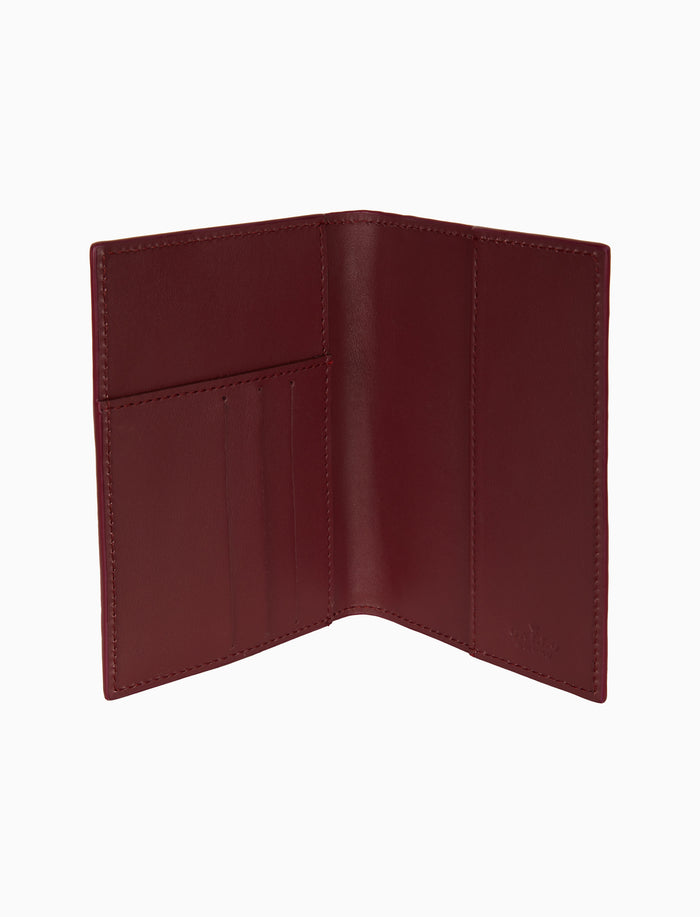 Porta passaporto unisex in pelle martellata bordò righe multicolor - Gallo 1927 - Official Online Shop