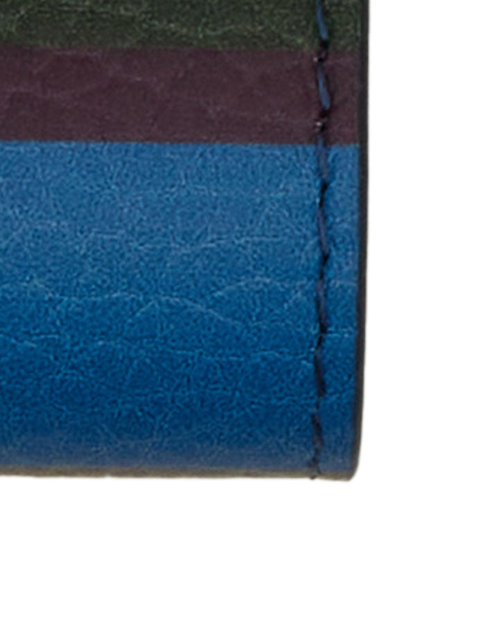 Portachiavi listello doppio unisex pelle martellata blu righe multicolor - Gallo 1927 - Official Online Shop