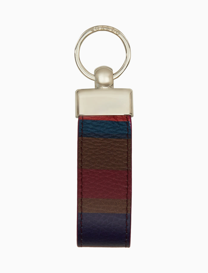 Portachiavi listello doppio unisex pelle martellata bordò righe multicolor - Gallo 1927 - Official Online Shop