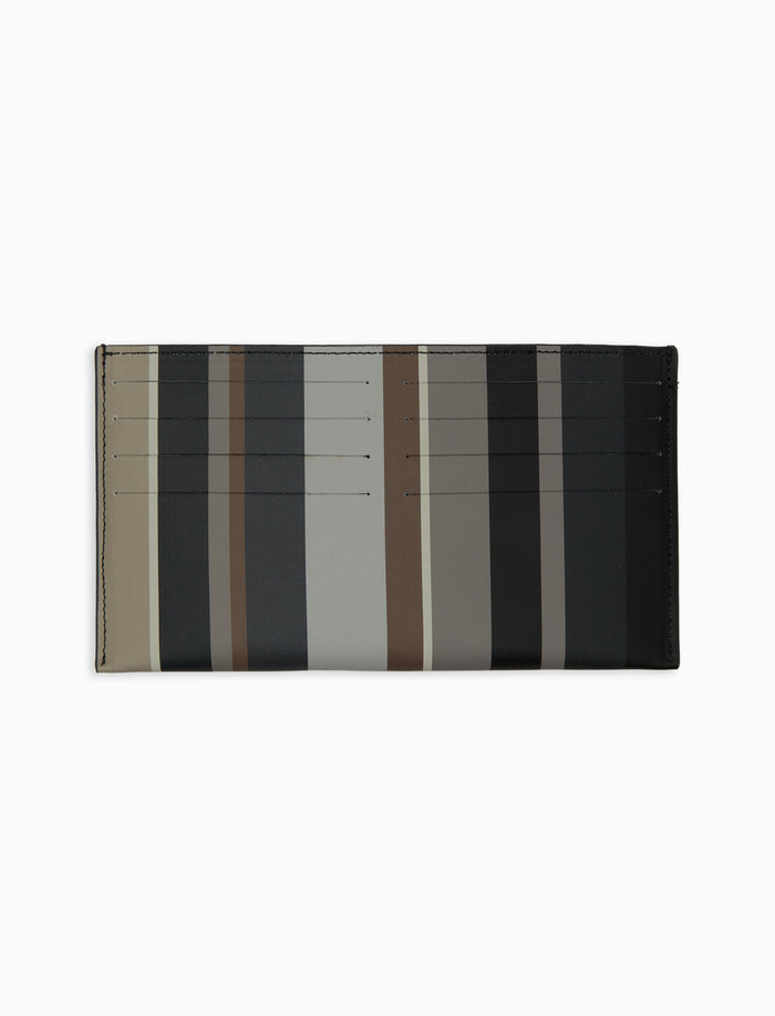 Portafoglio piatto unisex pelle nera righe multicolor - Gallo 1927 - Official Online Shop