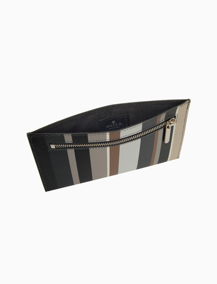 Portafoglio piatto unisex pelle nera righe multicolor - Gallo 1927 - Official Online Shop