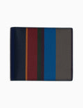 Portafoglio piccolo con portamonete uomo pelle martellata blu righe multicolor - Gallo 1927 - Official Online Shop
