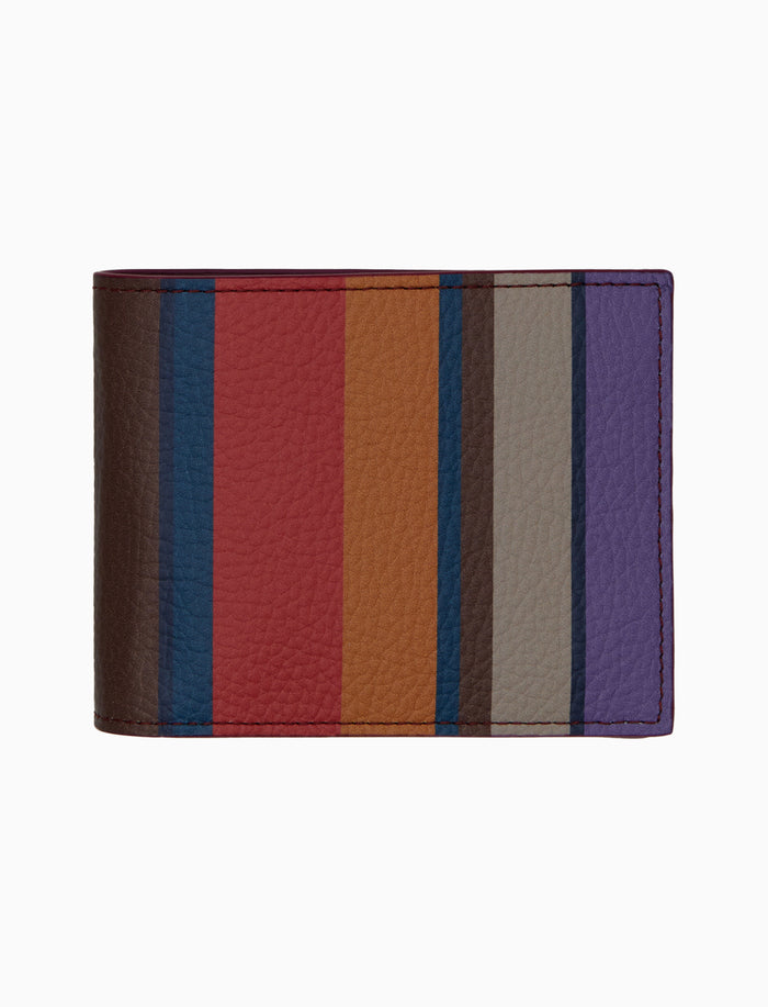 Portafoglio uomo in pelle martellata bordò righe multicolor - Gallo 1927 - Official Online Shop