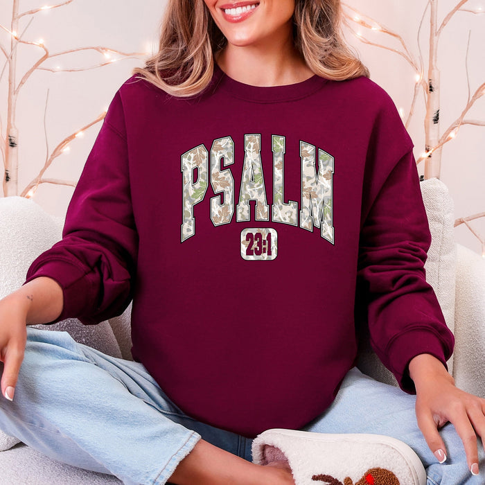 Psalm 23 Camo Christmas Faith Gospel Cozy Vintage Holiday Seasonal Graphic Sweatshirt