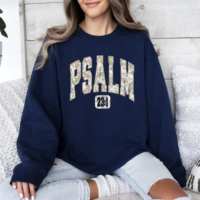 Psalm 23 Camo Christmas Faith Gospel Cozy Vintage Holiday Seasonal Graphic Sweatshirt