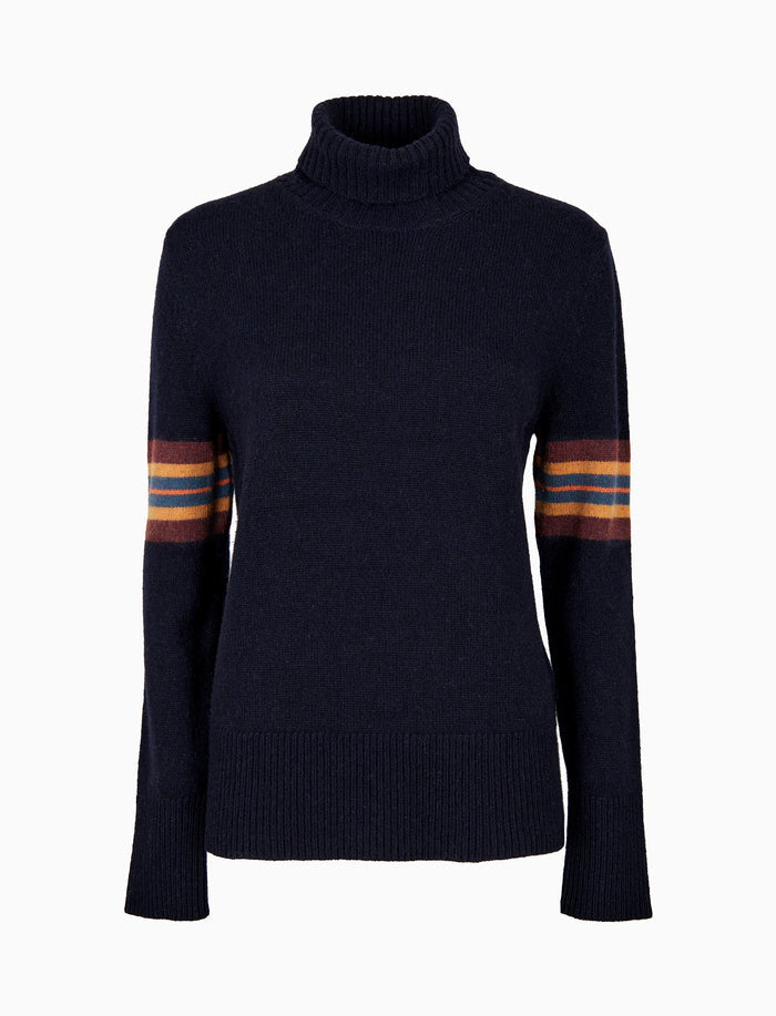 Pull dolcevita donna lana blu tinta unita