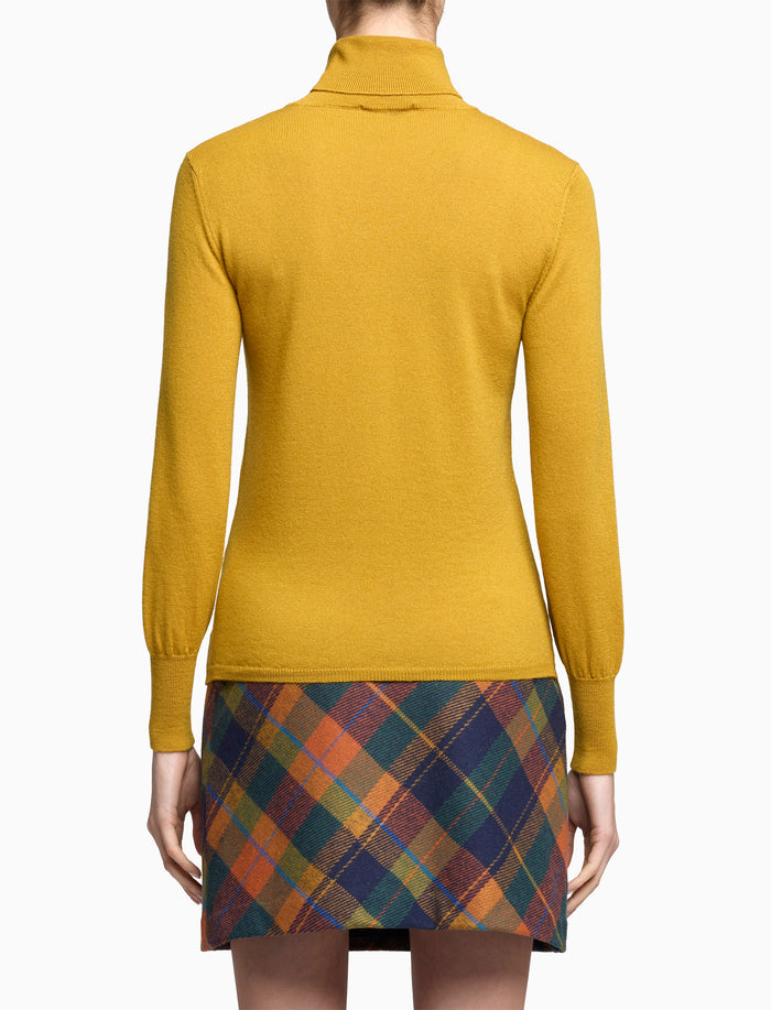 Pull dolcevita donna lana giallo tinta unita