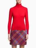 Pull dolcevita donna lana rosso tinta unita