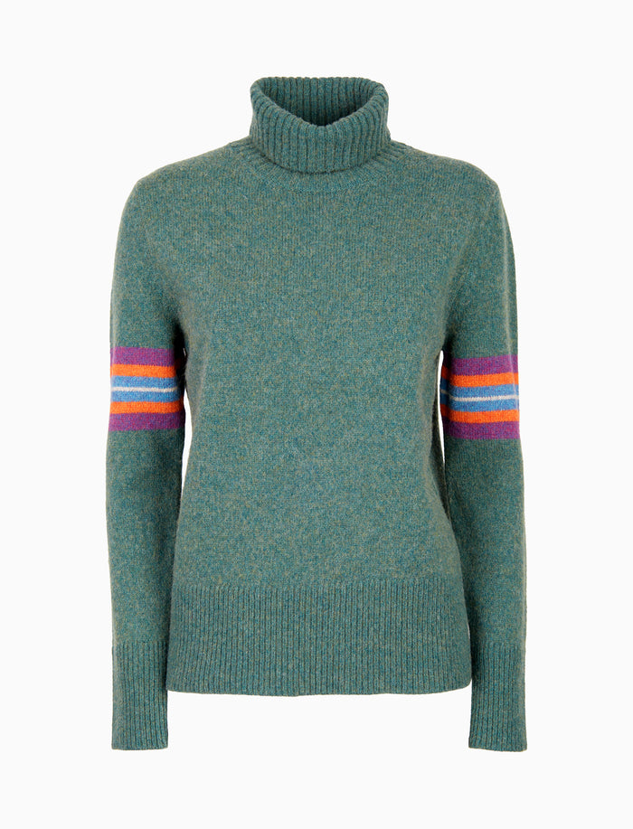 Pull dolcevita donna lana verde tinta unita