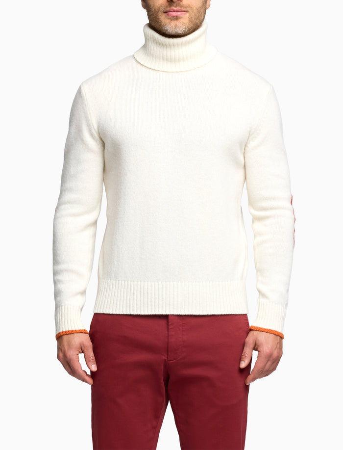 Pull dolcevita uomo lana bianco tinta unita