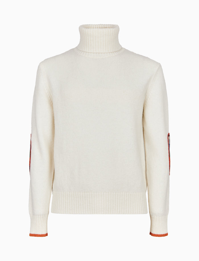 Pull dolcevita uomo lana bianco tinta unita