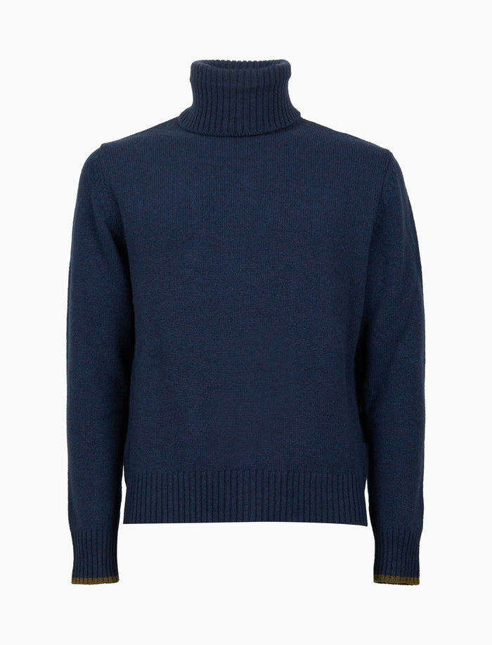 Pull dolcevita uomo lana blu tinta unita - Gallo 1927 - Official Online Shop