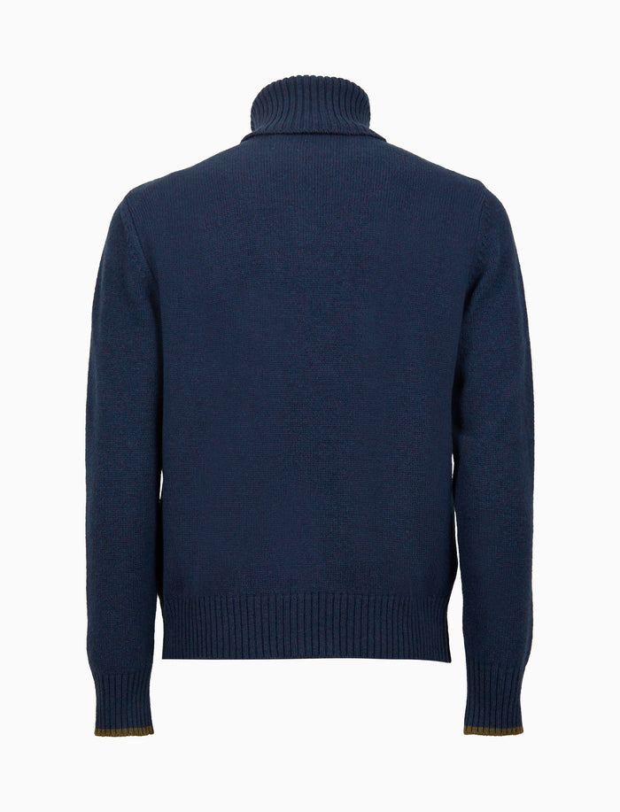 Pull dolcevita uomo lana blu tinta unita - Gallo 1927 - Official Online Shop