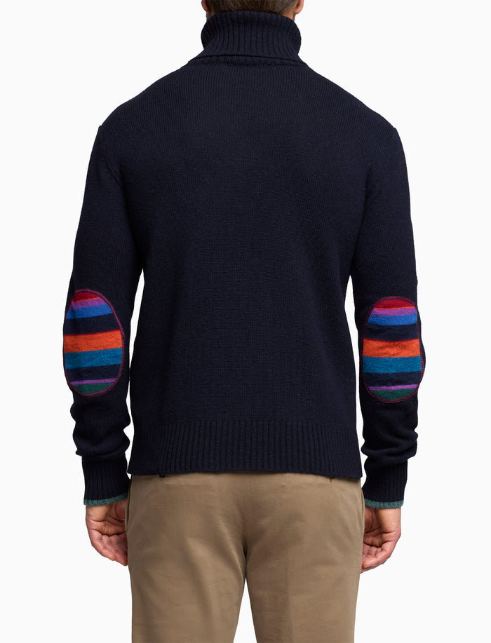 Pull dolcevita uomo lana blu tinta unita