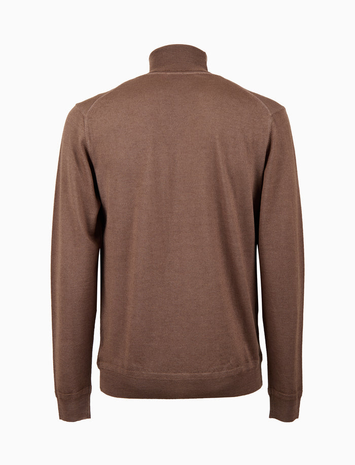 Pull dolcevita uomo lana marrone tinta unita - Gallo 1927 - Official Online Shop