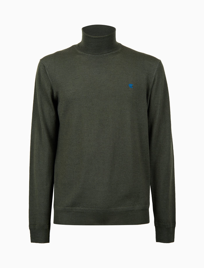 Pull dolcevita uomo lana verde tinta unita - Gallo 1927 - Official Online Shop