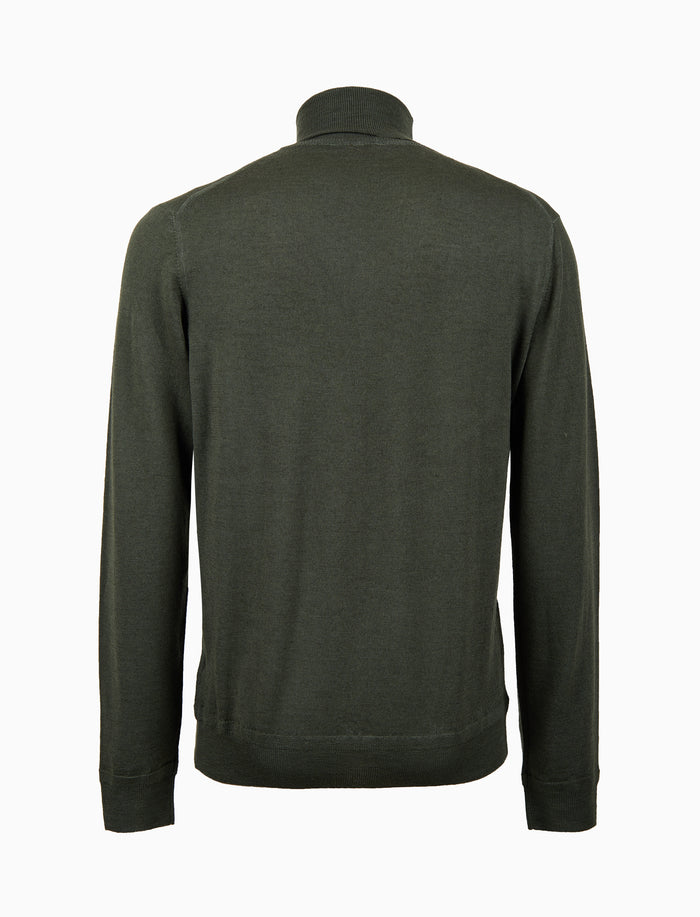 Pull dolcevita uomo lana verde tinta unita - Gallo 1927 - Official Online Shop