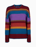 Pull girocollo donna lana bordò righe multicolor - Gallo 1927 - Official Online Shop