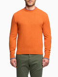 Pull girocollo uomo lana arancio tinta unita