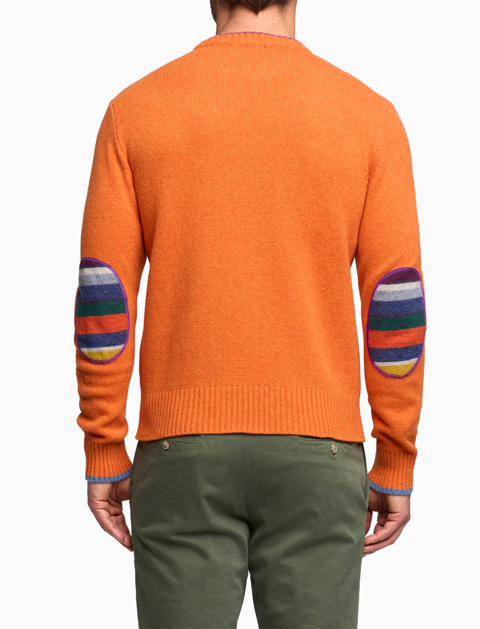Pull girocollo uomo lana arancio tinta unita