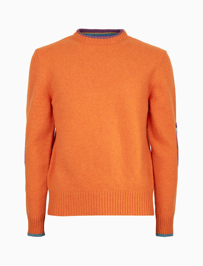 Pull girocollo uomo lana arancio tinta unita