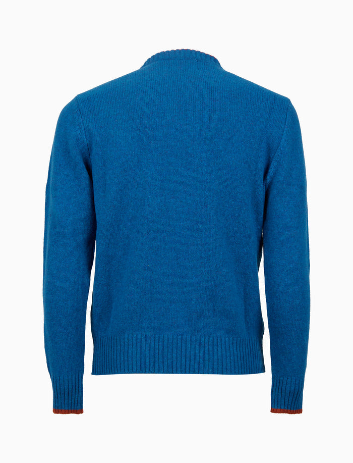 Pull girocollo uomo lana azzurro tinta unita - Gallo 1927 - Official Online Shop