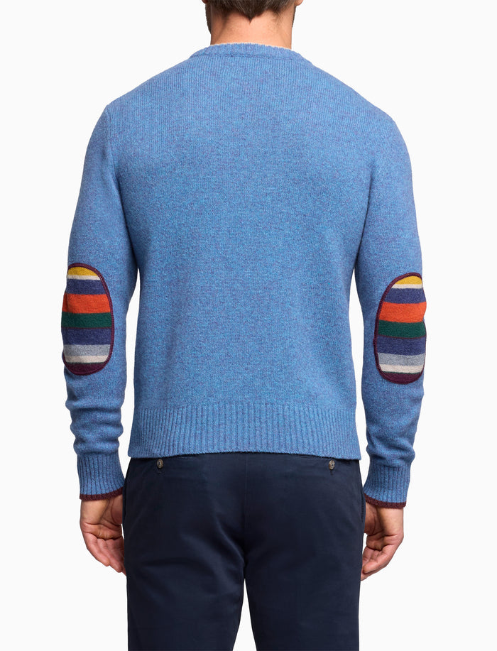 Pull girocollo uomo lana azzurro tinta unita