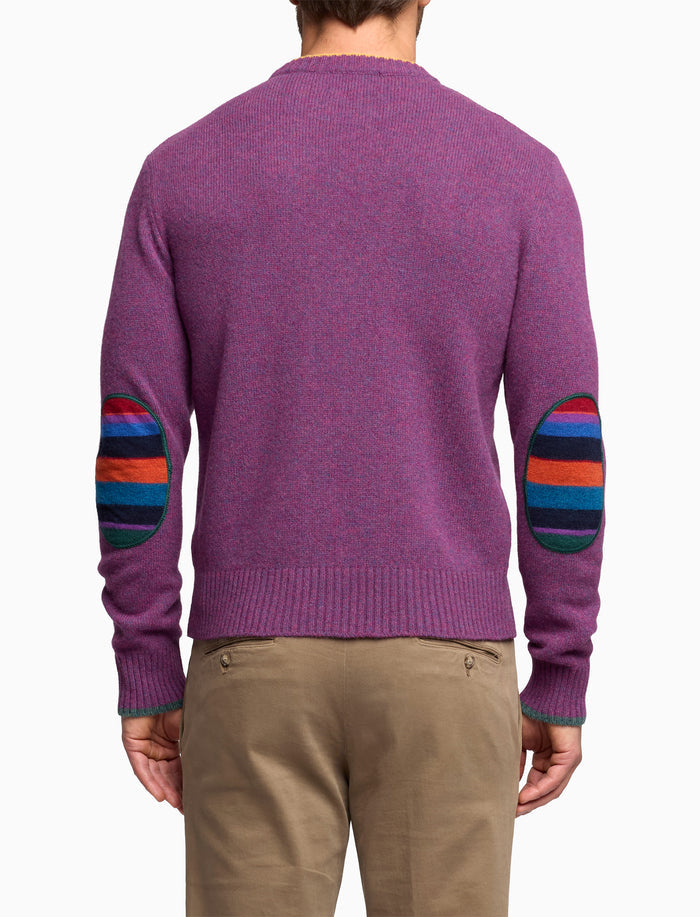 Pull girocollo uomo lana viola tinta unita
