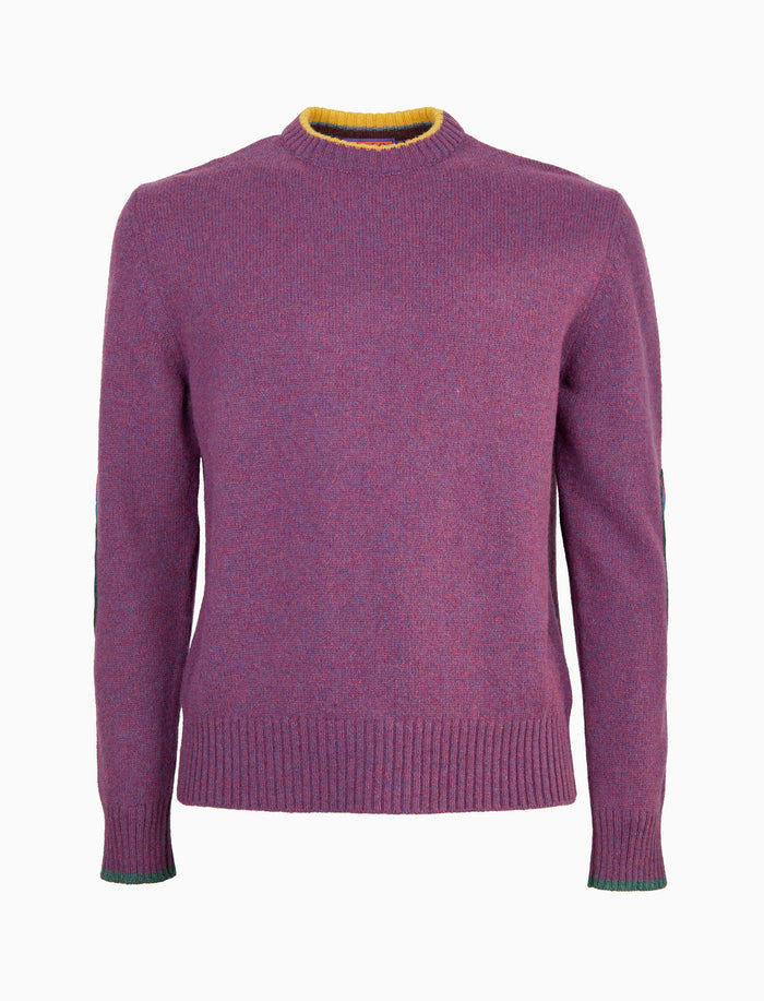 Pull girocollo uomo lana viola tinta unita