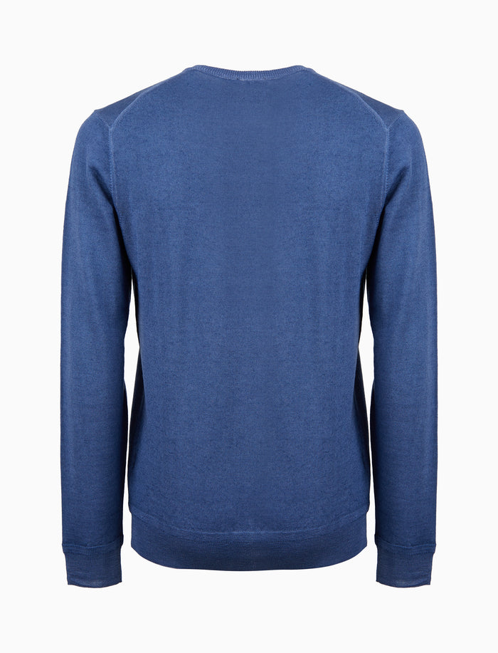 Pull uomo girocollo lana blu tinta unita - Gallo 1927 - Official Online Shop