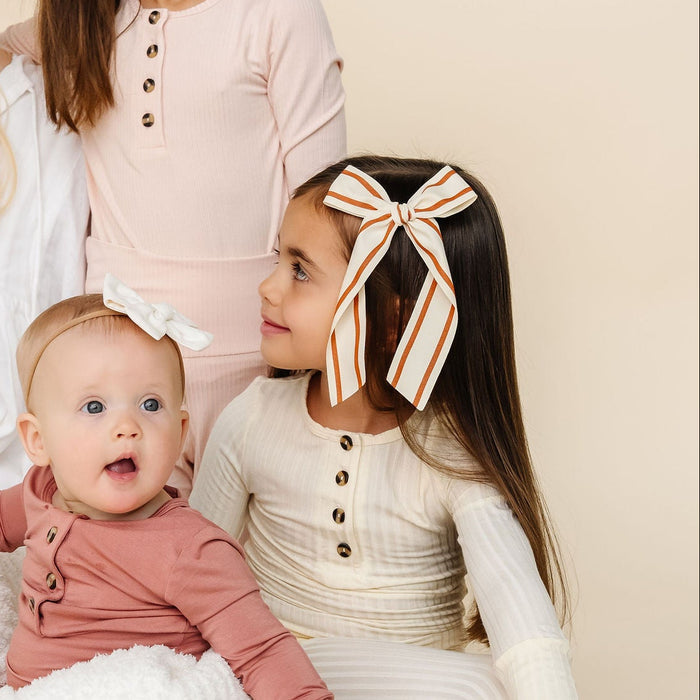 Ribbon Bow - Copper Stripe Sash Clip