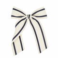 Ribbon Bow - Navy Stripe Sash Clip