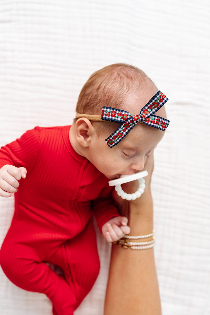 Ribbon Bow - Poppy Gingham Headband