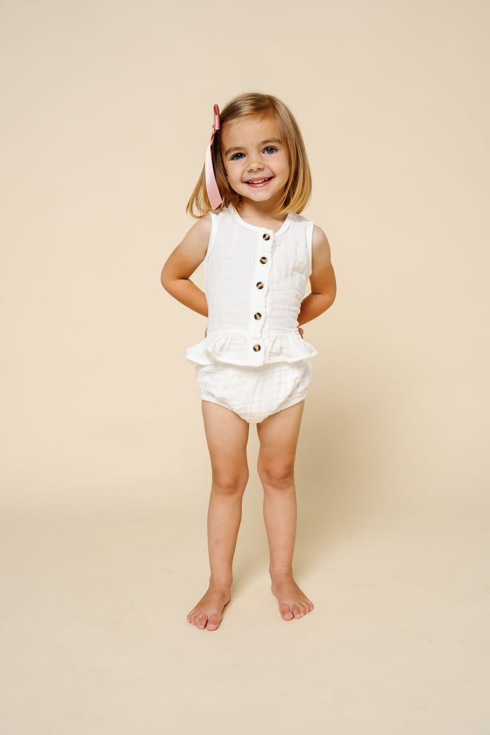 Ruffle Tank + Bloomer Set - White