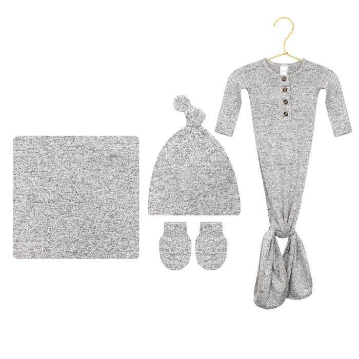 Sam Plush Knit Newborn Hat Bundle + Knotted Gown