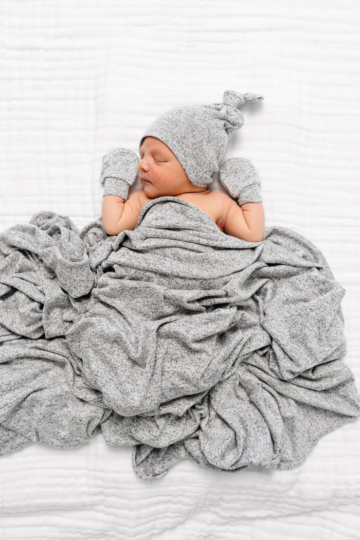Sam Plush Knit Newborn Hat Bundle + Zipper Footie